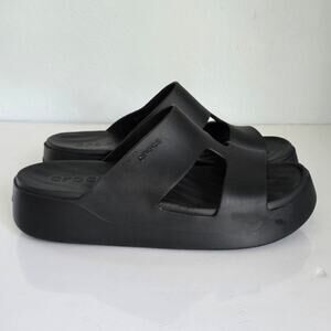 Crocs Getaway Platform H-Strap Sandal Women's 10 Black Beachy Boho Comfort Slide